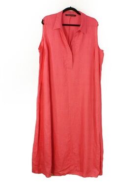 Marina Rinaldi by MaxMara Pink Linen Long Sleeveless Maxi Dress